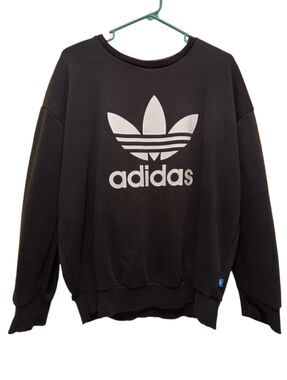adidas Black Crew Sweatshirt with White Trefoil Logo